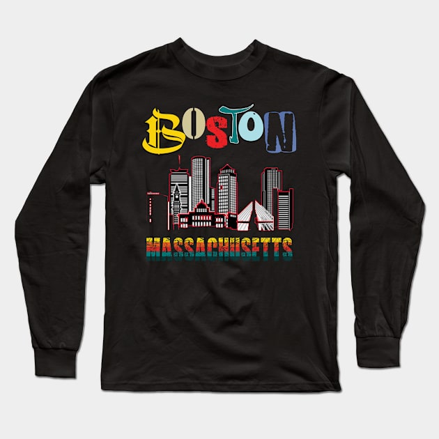 Boston Massachusetts Long Sleeve T-Shirt by TeeText